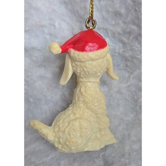 Vintage Christmas Tree Ornament Lamb Goat Sheep Santa Hat Holly Farm Animal 2.5" - Picture 4 of 12